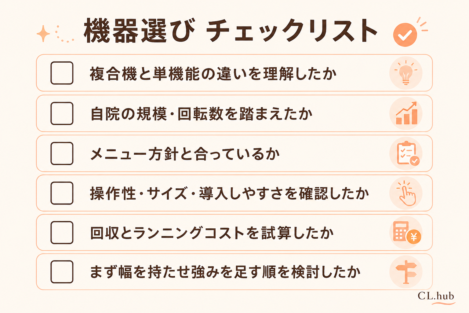 機器選びのチェックリスト