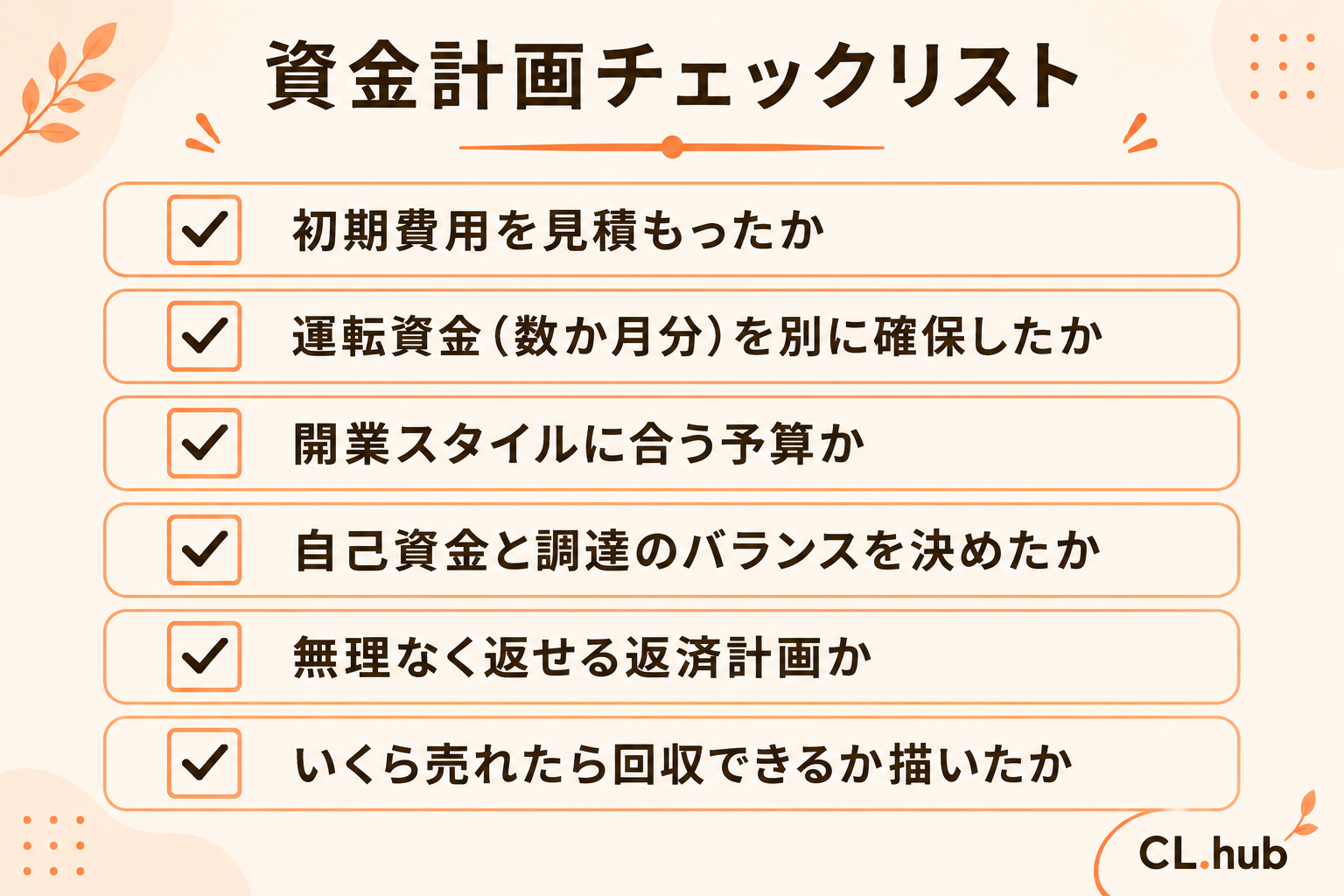 資金計画チェックリスト