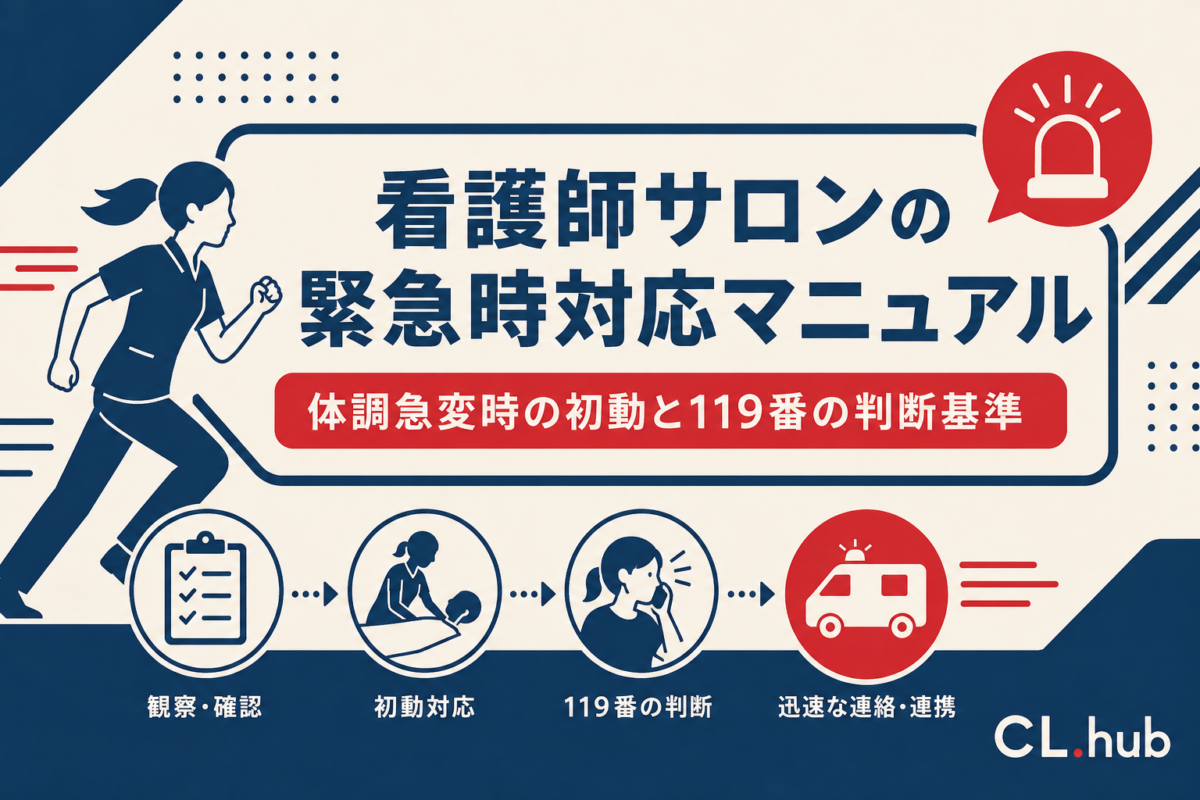看護師サロンの緊急時対応マニュアル｜お客様の体調急変時の初動と119番の判断基準