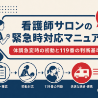 看護師サロンの緊急時対応マニュアルを解説する記事のアイキャッチ