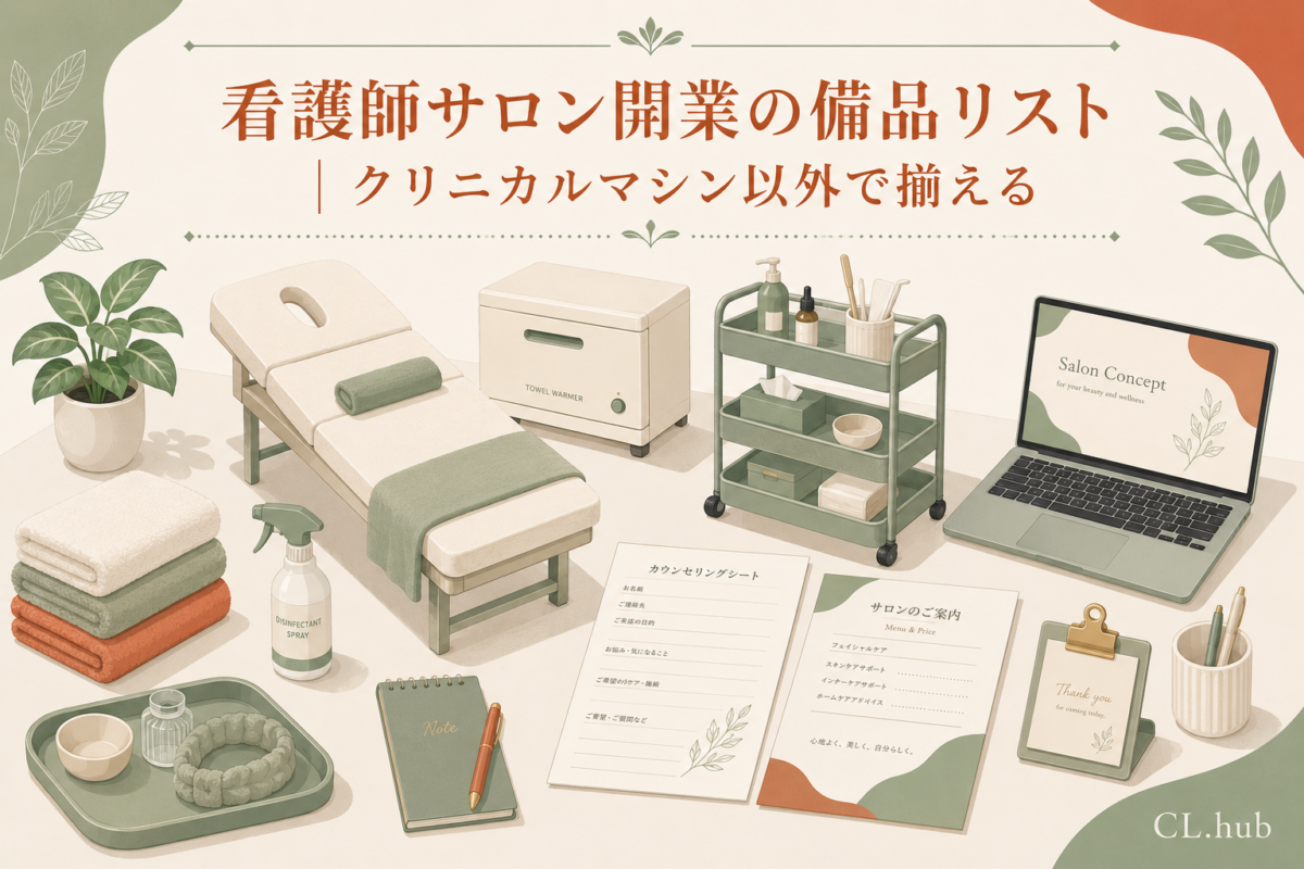 看護師サロン開業の備品リスト｜クリニカルマシン以外で揃える機器・什器・小物