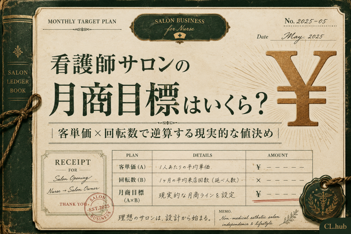 看護師サロンの月商目標はいくら？｜客単価×回転数で逆算する現実的な値決め