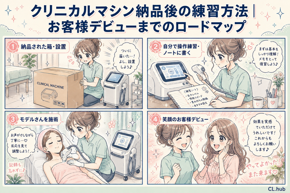 クリニカルマシン納品後の練習方法｜お客様デビューまでのロードマップ